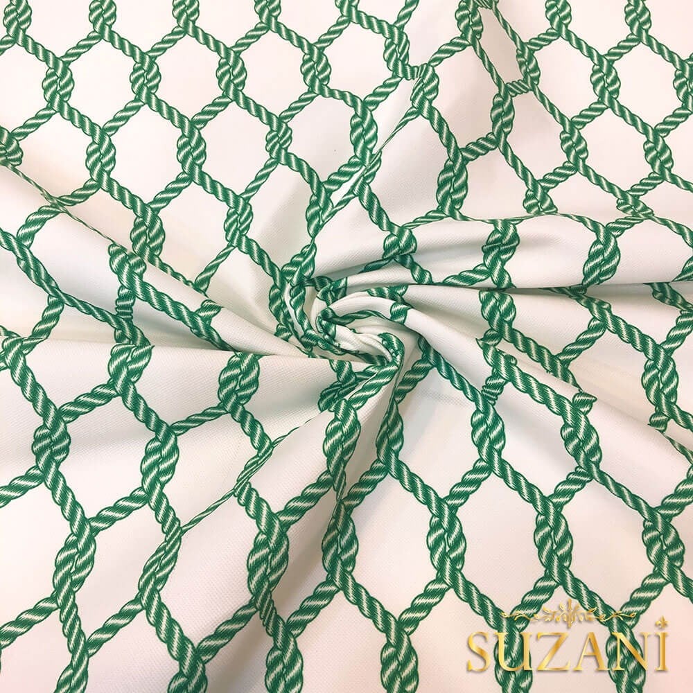 Yeşil Düğüm Desenli Dijital Baskılı Kumaş