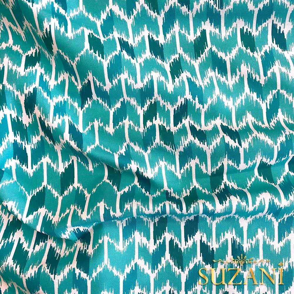 Yeşil İkat Desen Dijital Baskılı Kumaş