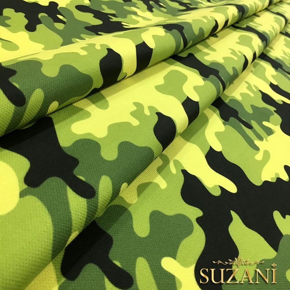 Yeşil Kamuflaj Desenli Kumaş