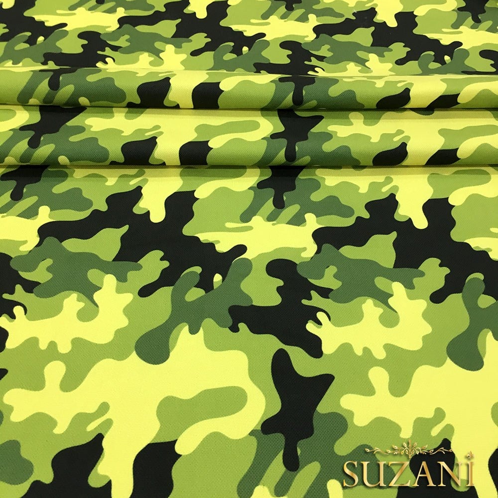 Yeşil Kamuflaj Desenli Kumaş