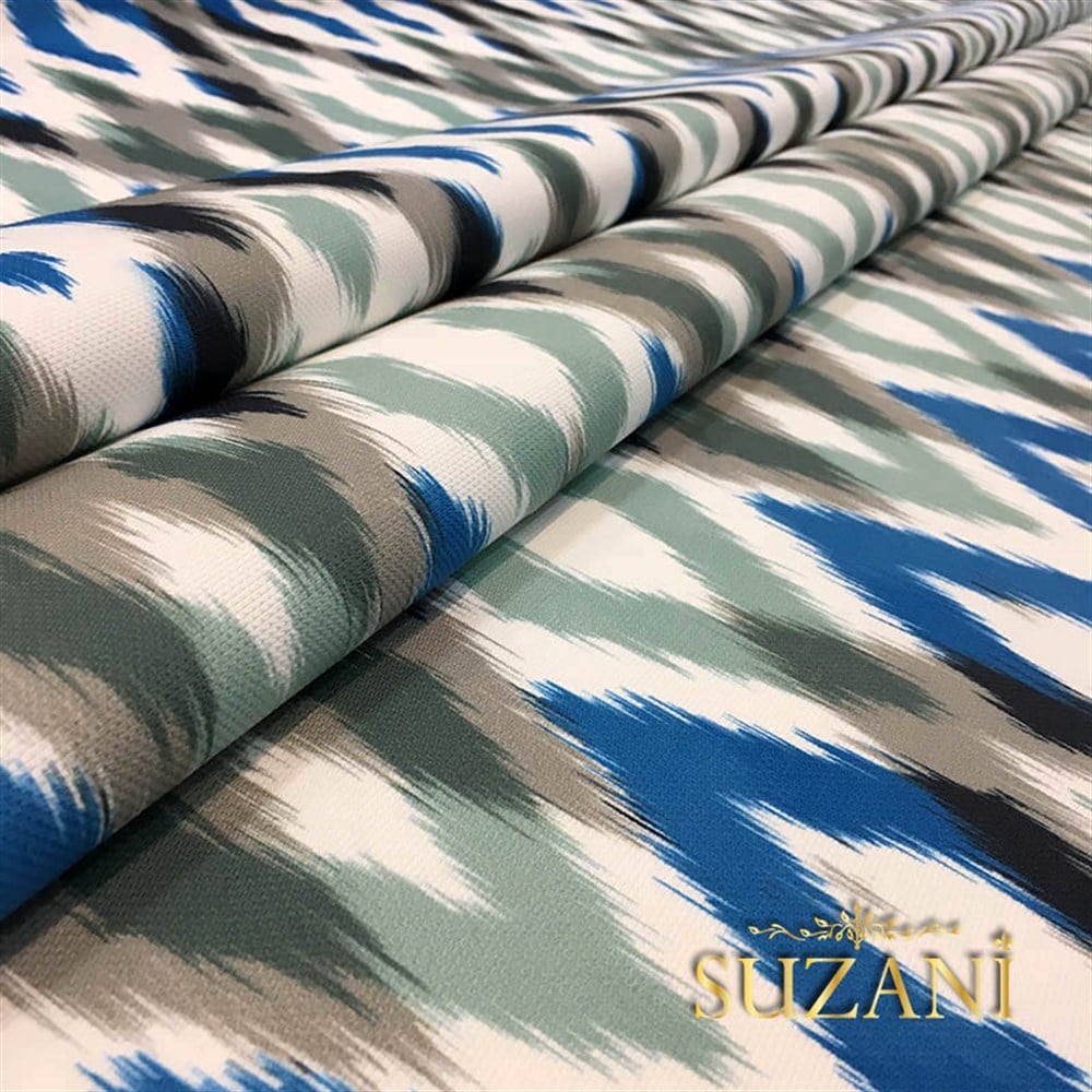 Yeşil Mavi İkat Kumaş