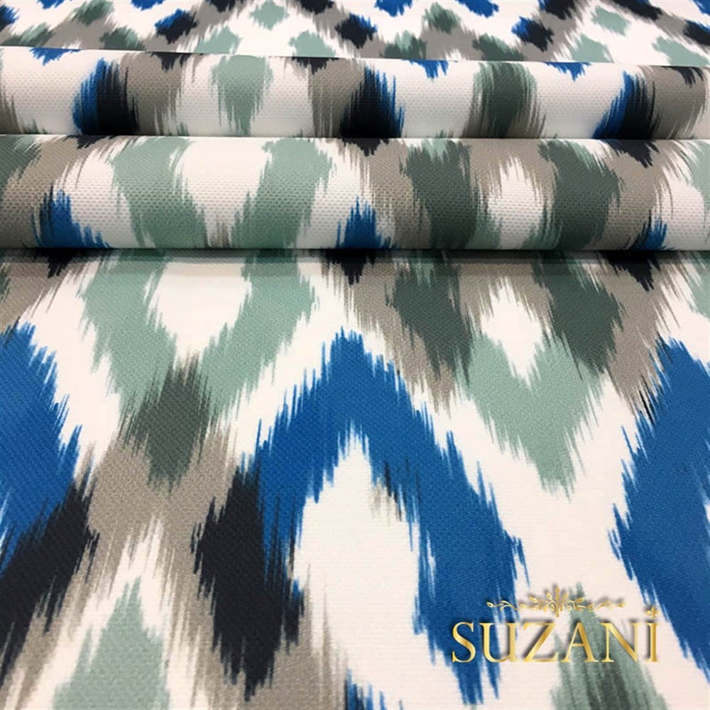 Yeşil Mavi İkat Kumaş
