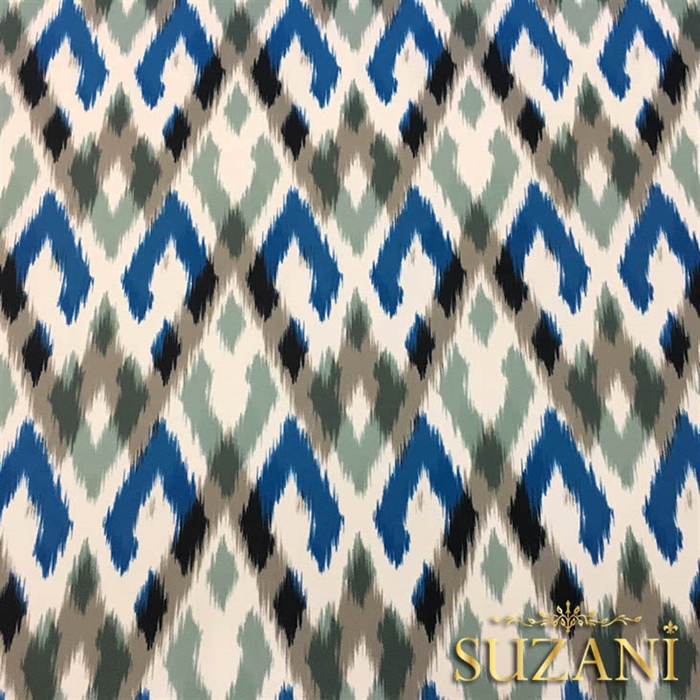 Yeşil Mavi İkat Kumaş