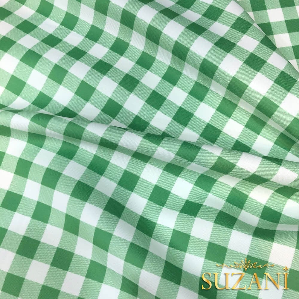 Yeşil Pötikare Desenli Dijital Baskılı Kumaş