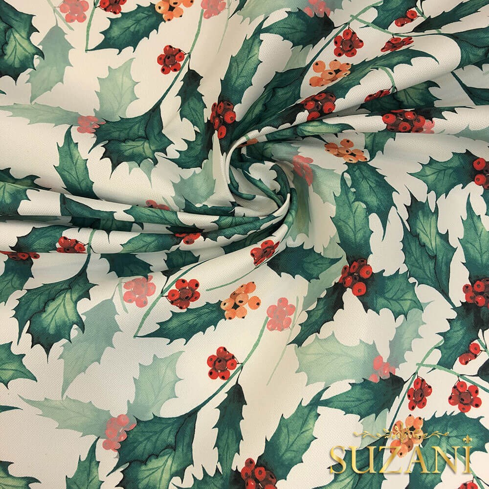 Yeşil Yaprak Desenli Dijital Baskılı Kumaş