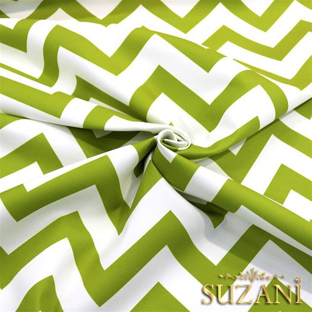 Yeşil Zigzag Desenli Kumaş