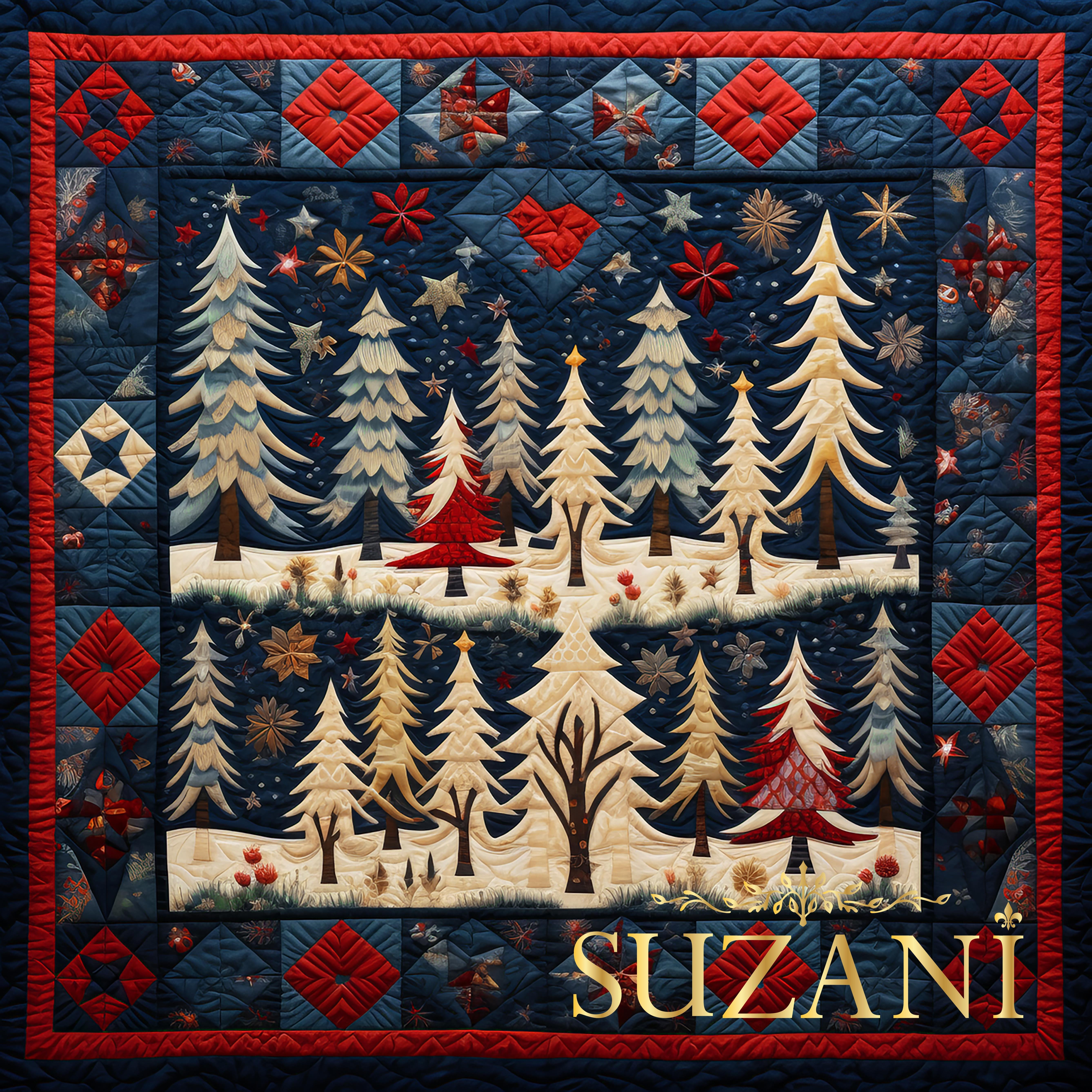 Yılbaşı Ağacı Desenli 3'lü Pano Kumaş