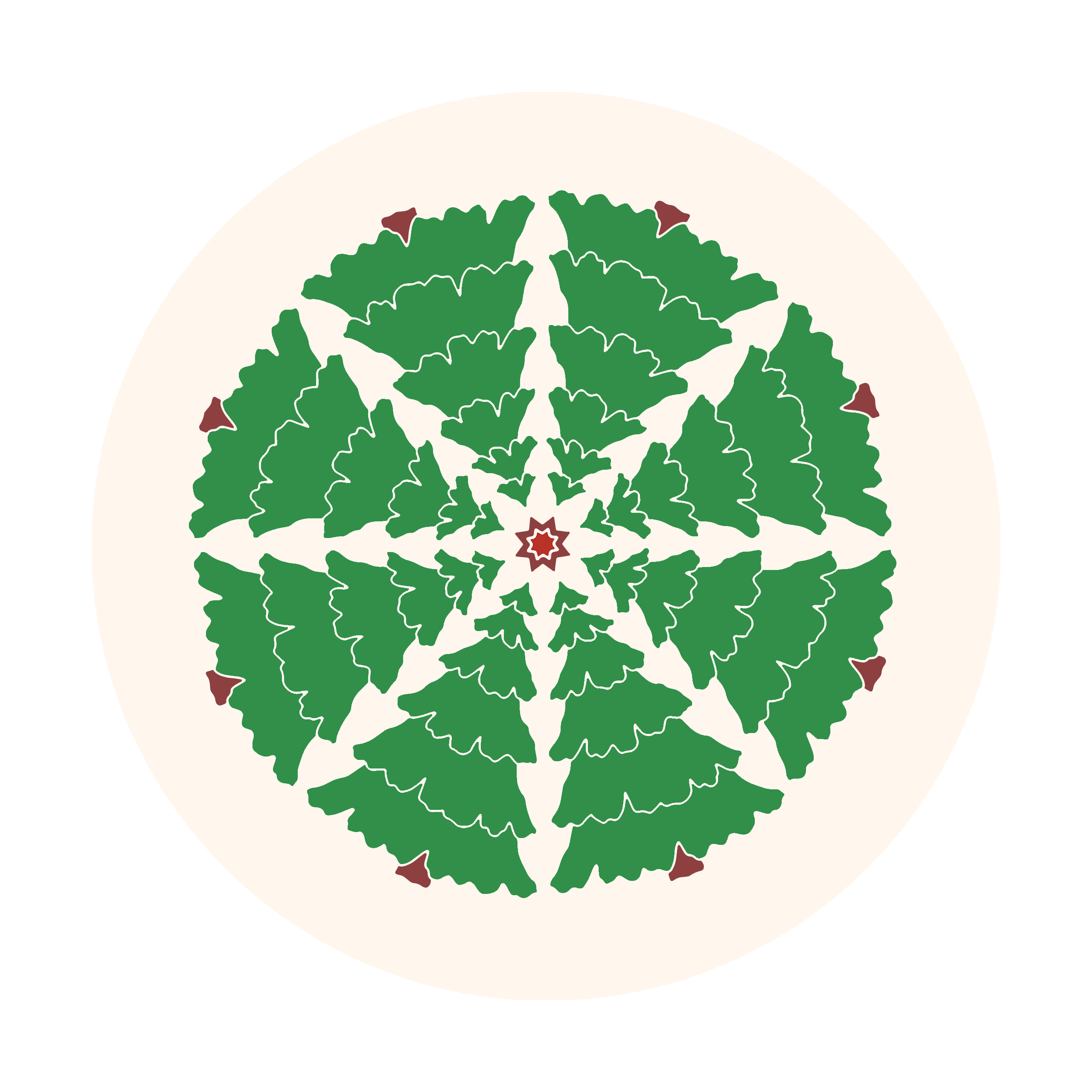 Yılbaşı Çam Ağacı Desenli Dikişsiz 3'lü Supla Kumaşı