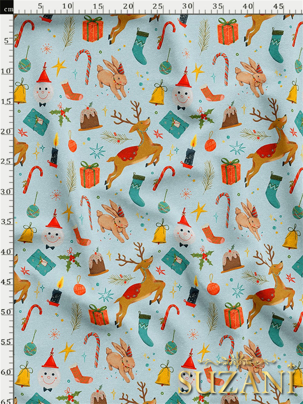 Yılbaşı Desenli Dijital Baskılı Kumaş