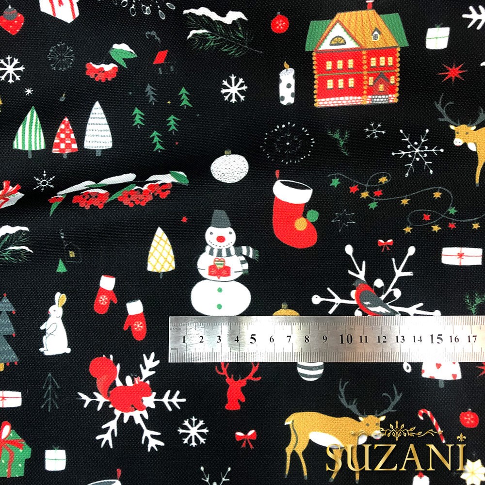 Yılbaşı Figürlü Dijital Baskılı Kumaş