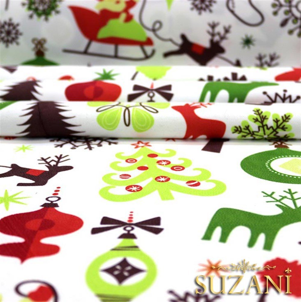 Yılbaşı Noel Baba Desenli Çocuk Kumaşı