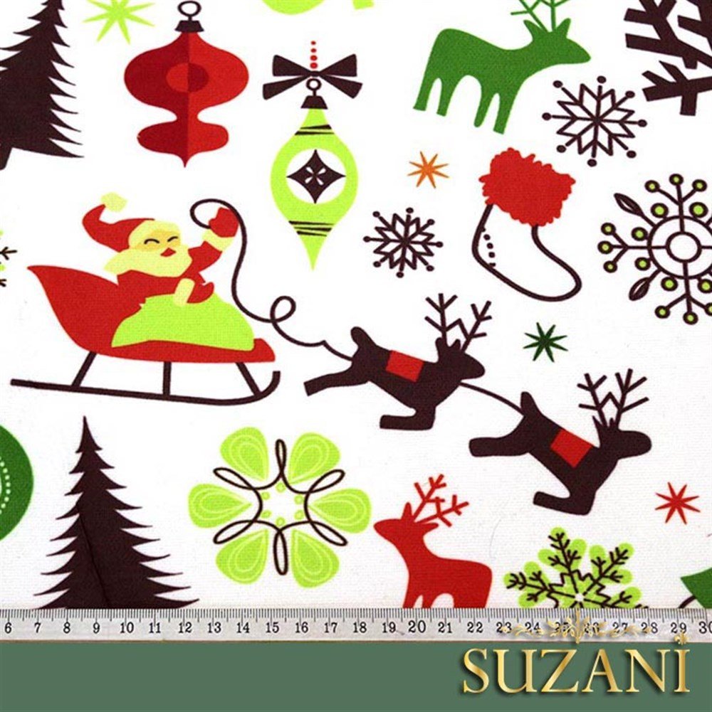 Yılbaşı Noel Baba Desenli Çocuk Kumaşı