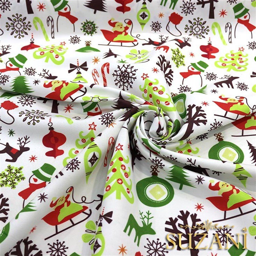 Yılbaşı Noel Baba Desenli Çocuk Kumaşı