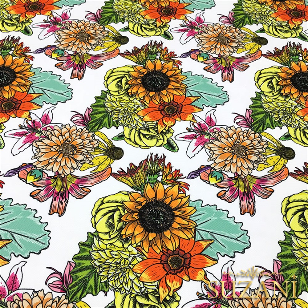 Yıldız Çiçeği (Beyaz) Desenli Kumaş