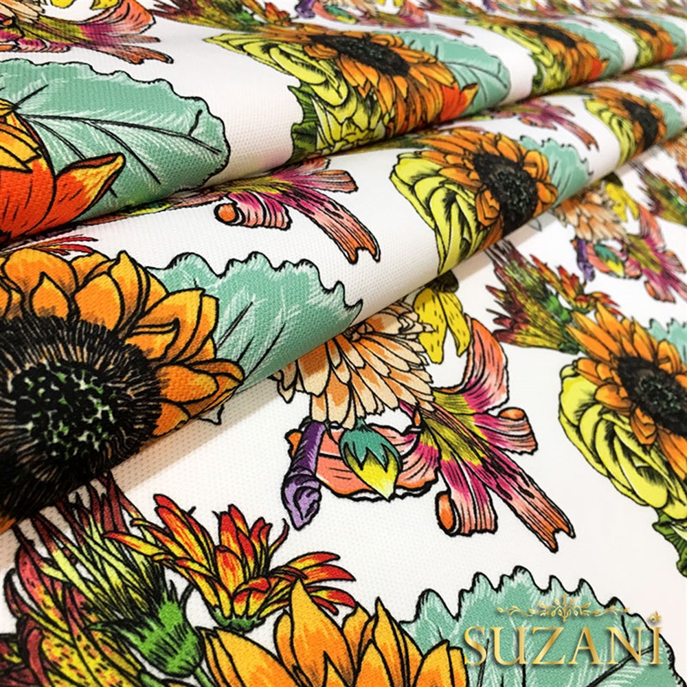 Yıldız Çiçeği (Beyaz) Desenli Kumaş