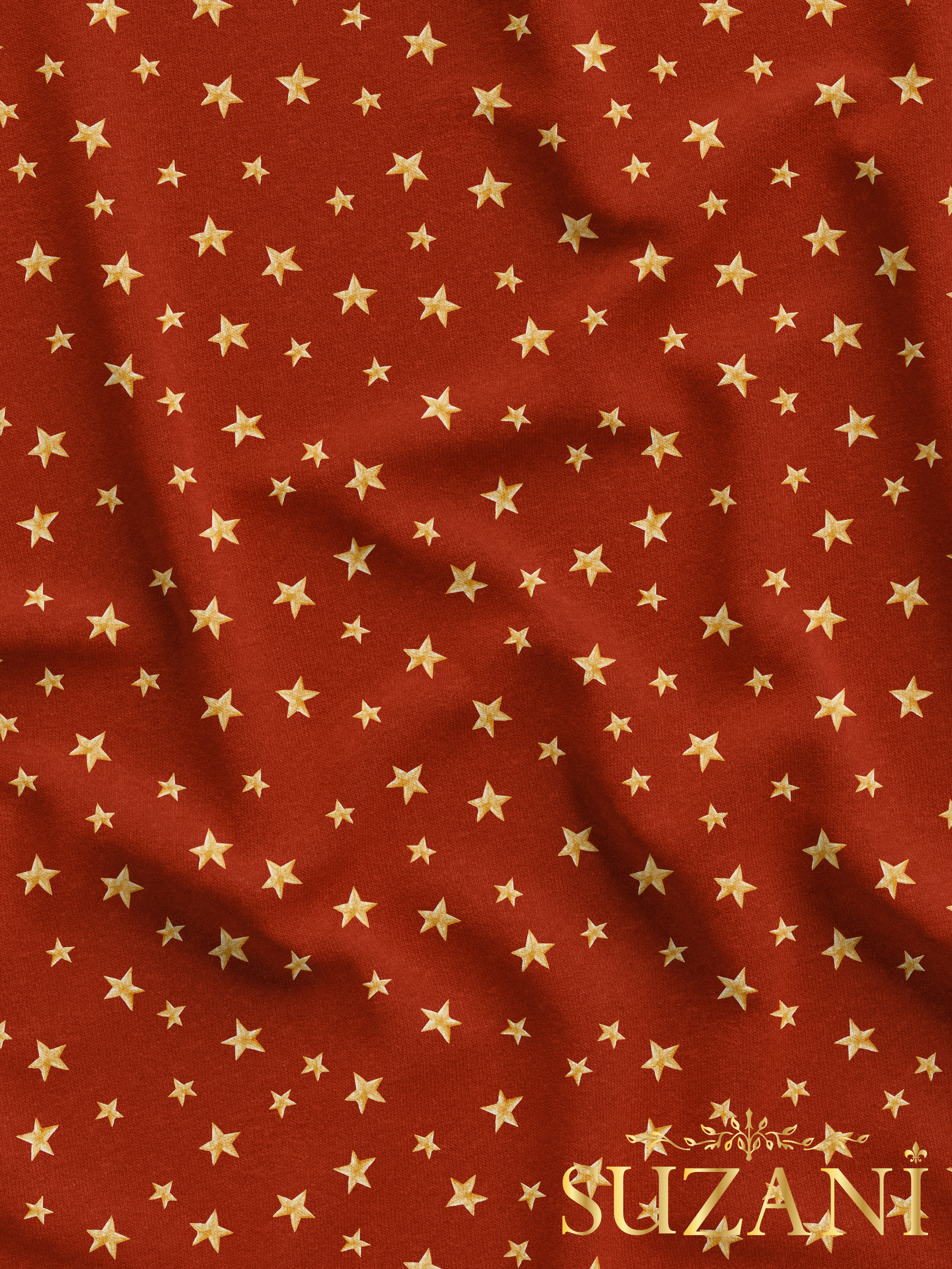 Yıldız Desenli Dijital Baskılı Kumaş