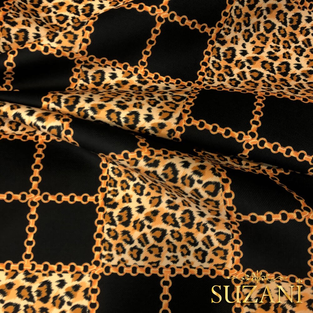 Zincir Leopar Desenli Dijital Baskılı Kumaş