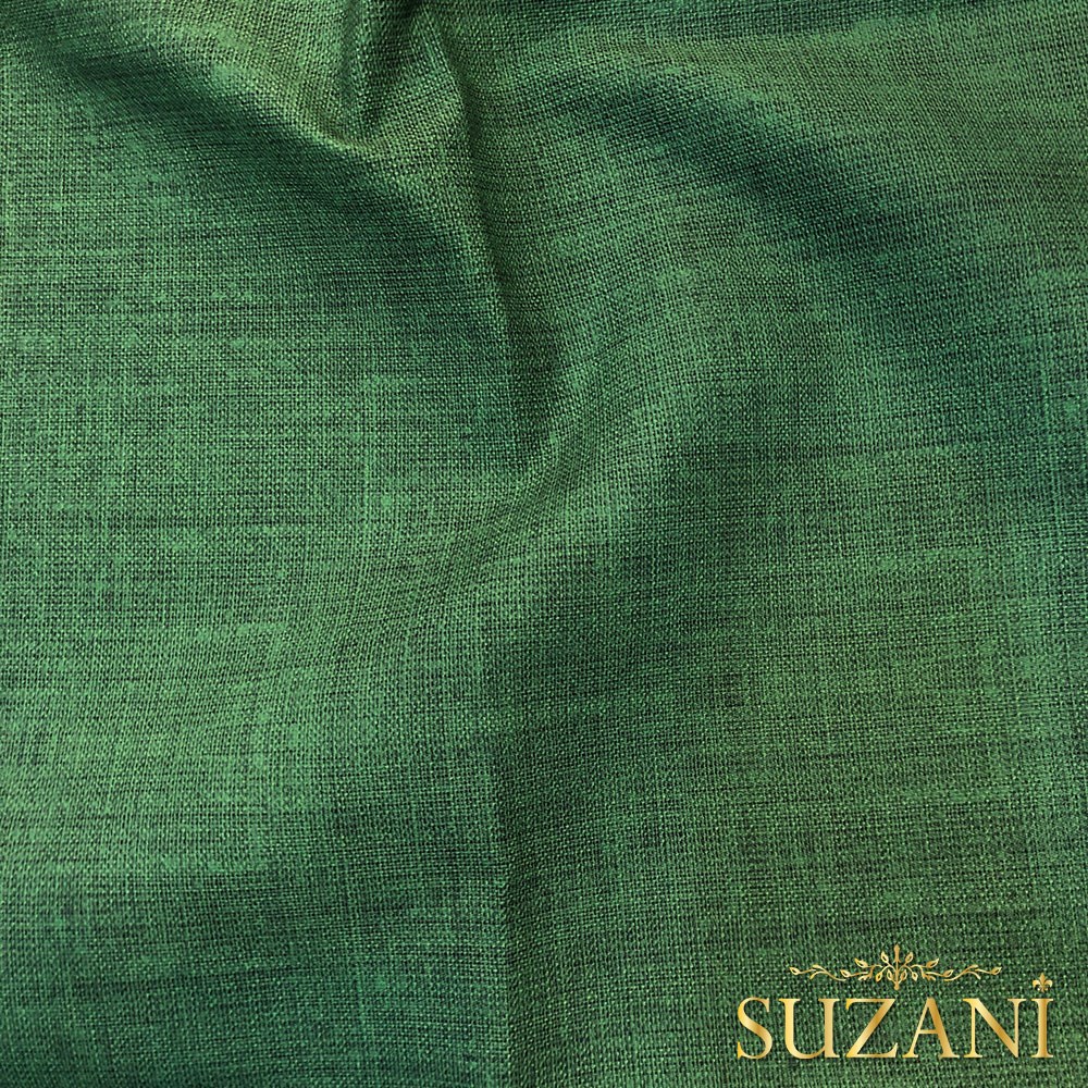 Zümrüt Keten Görünümlü Dijital Baskılı Kumaş