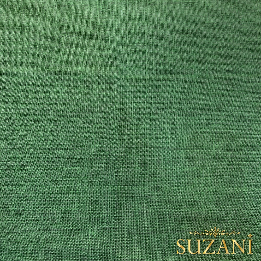 Zümrüt Keten Görünümlü Dijital Baskılı Kumaş