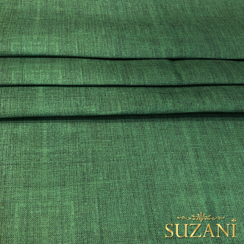 Zümrüt Keten Görünümlü Dijital Baskılı Kumaş