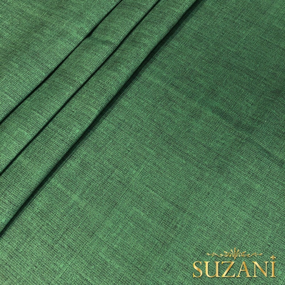 Zümrüt Keten Görünümlü Dijital Baskılı Kumaş