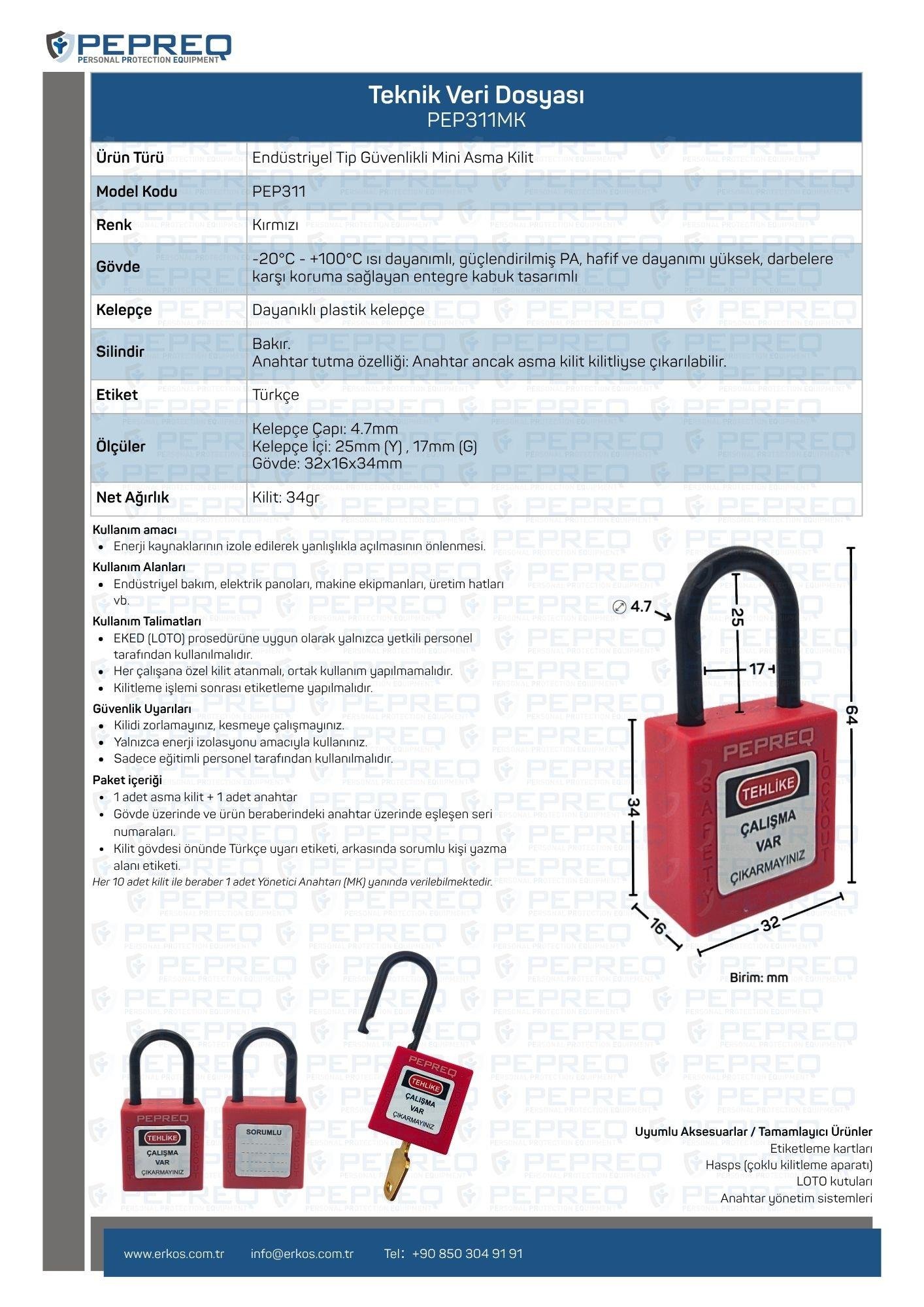 4,7mm Kelepçeli Elektrikçi Kilidi | PEPREQ PEP311