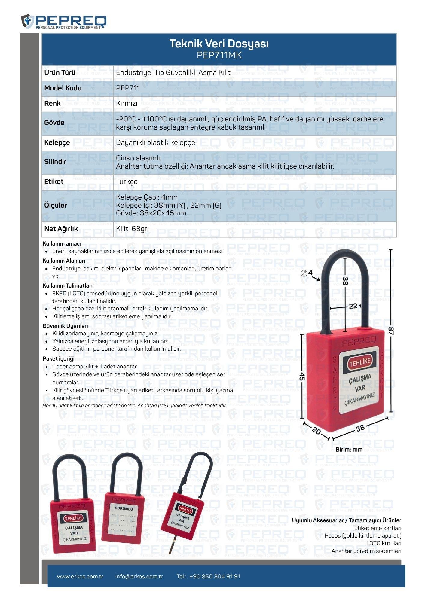 İnce Kelepçeli Elektrikçi Kilidi | PEPREQ PEP711