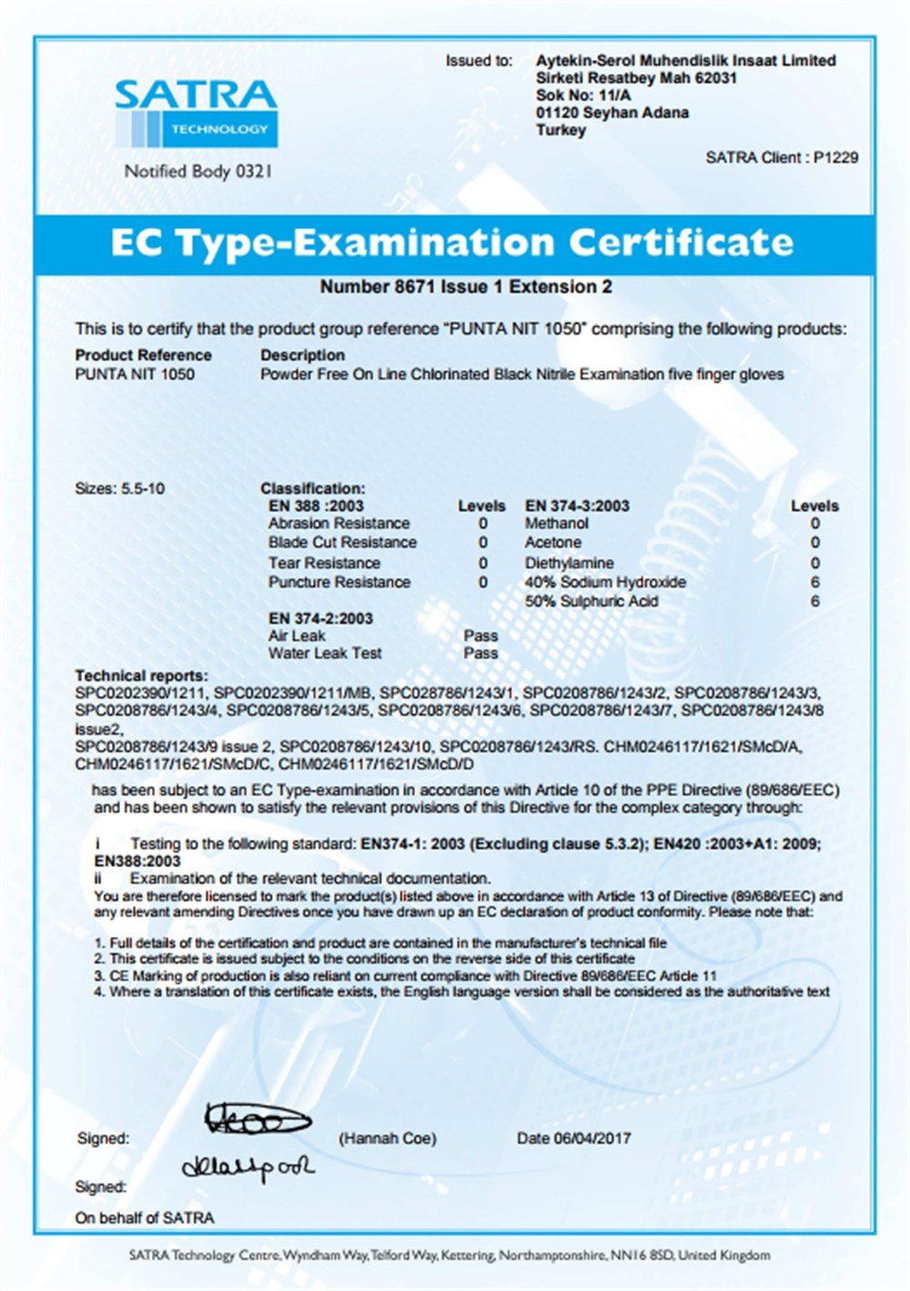 PUNTA NIT 1050 NİTRİL ELDİVEN