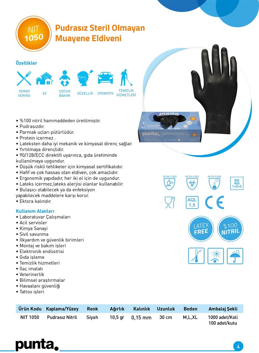 PUNTA NIT 1050 NİTRİL ELDİVEN