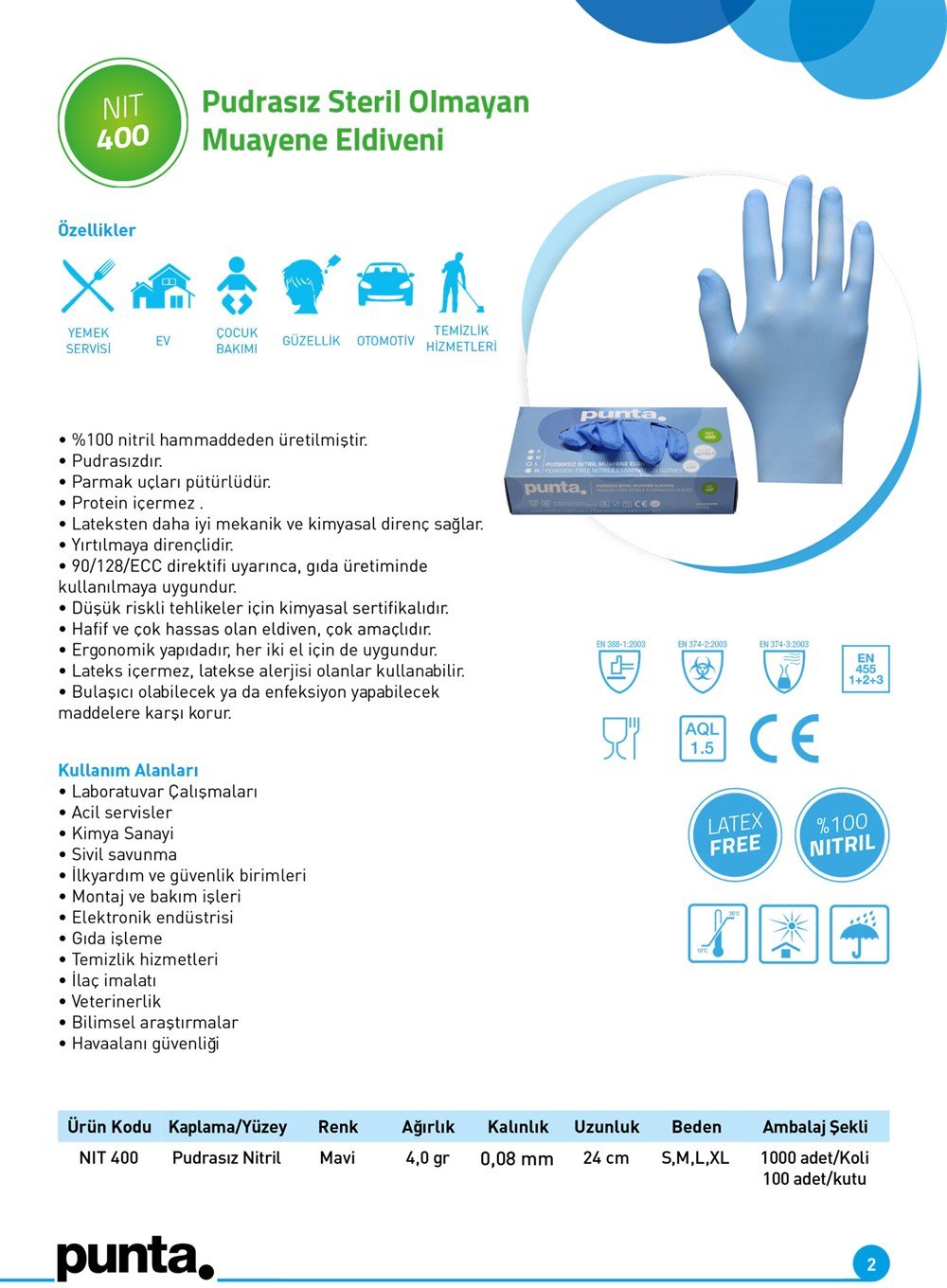 PUNTA NIT 400 NİTRİL ELDİVEN