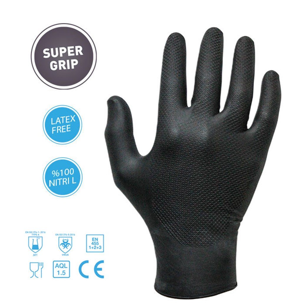 Punta Super Grip OR | Tek Kullanımlık Siyah Nitril Eldiven
