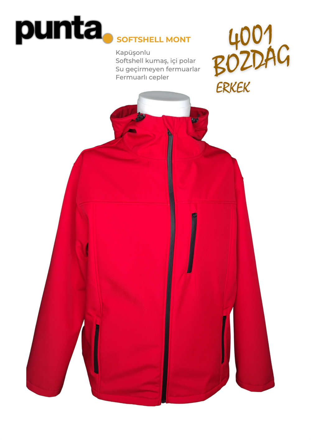 Softshell Mont Erkek (Su Geçirmez) | Punta Bozdağ