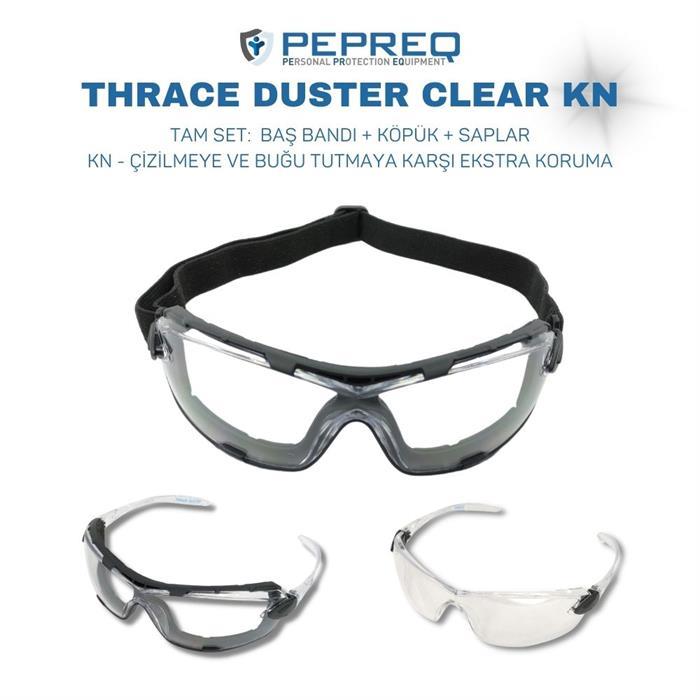Toz Gözlüğü · (KN + Sap + Bant)  PEPREQ Thrace Duster Clear KN