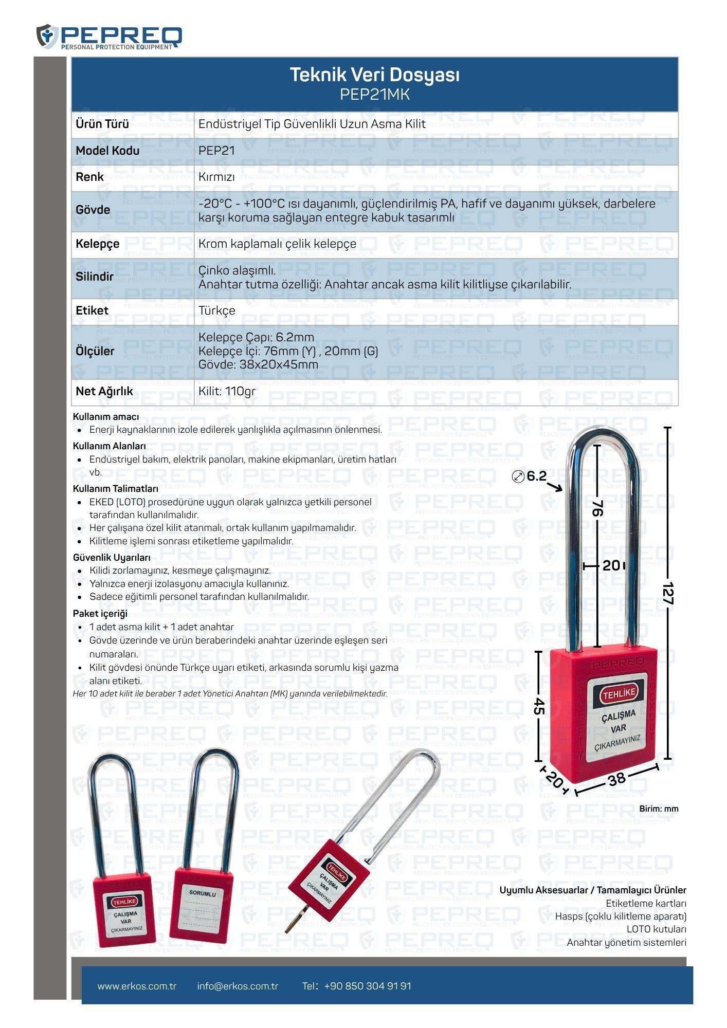 Uzun Kelepçeli EKED Kilidi | PEPREQ PEP21