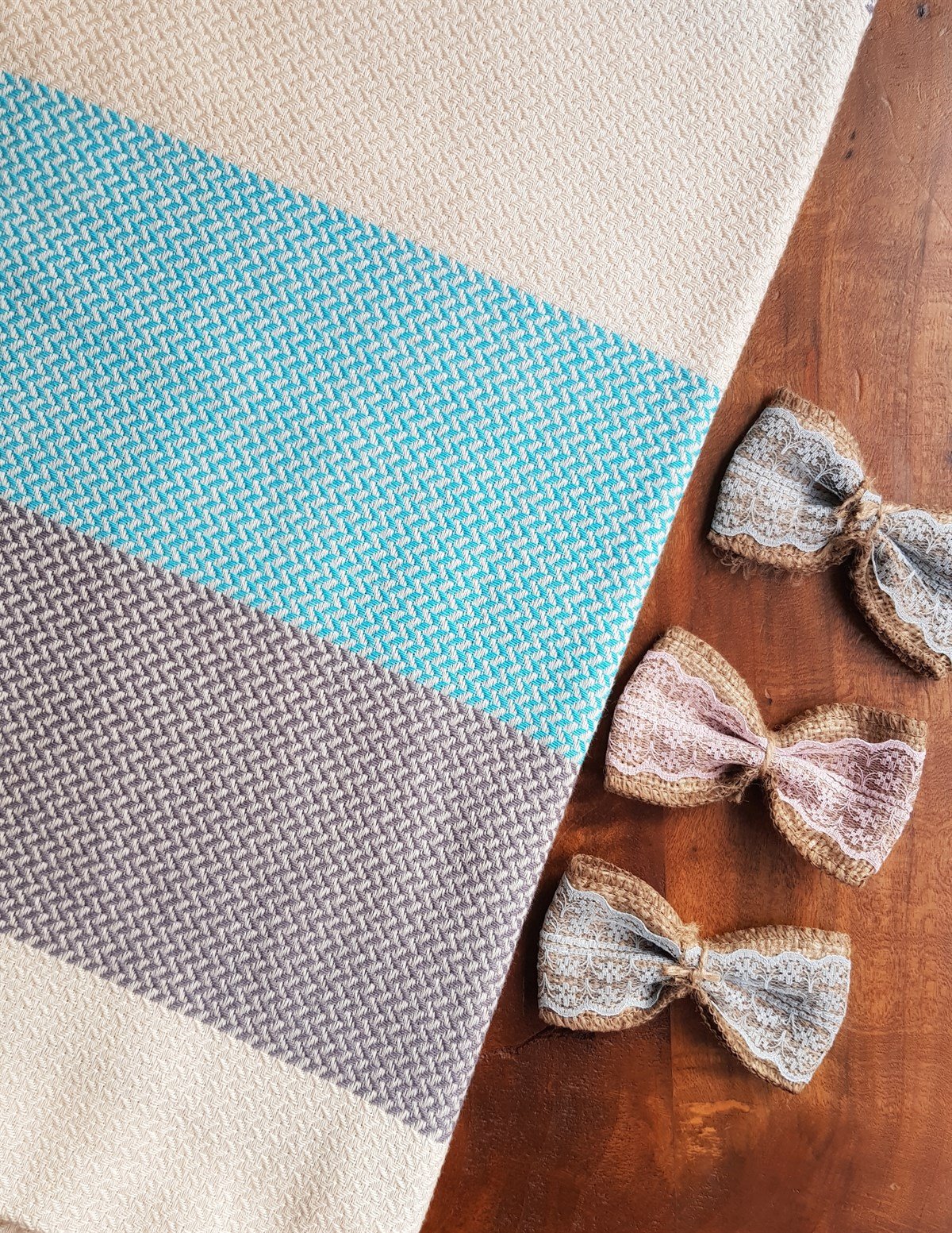 Peştemal Mavi Gri - Hasır Çizgili