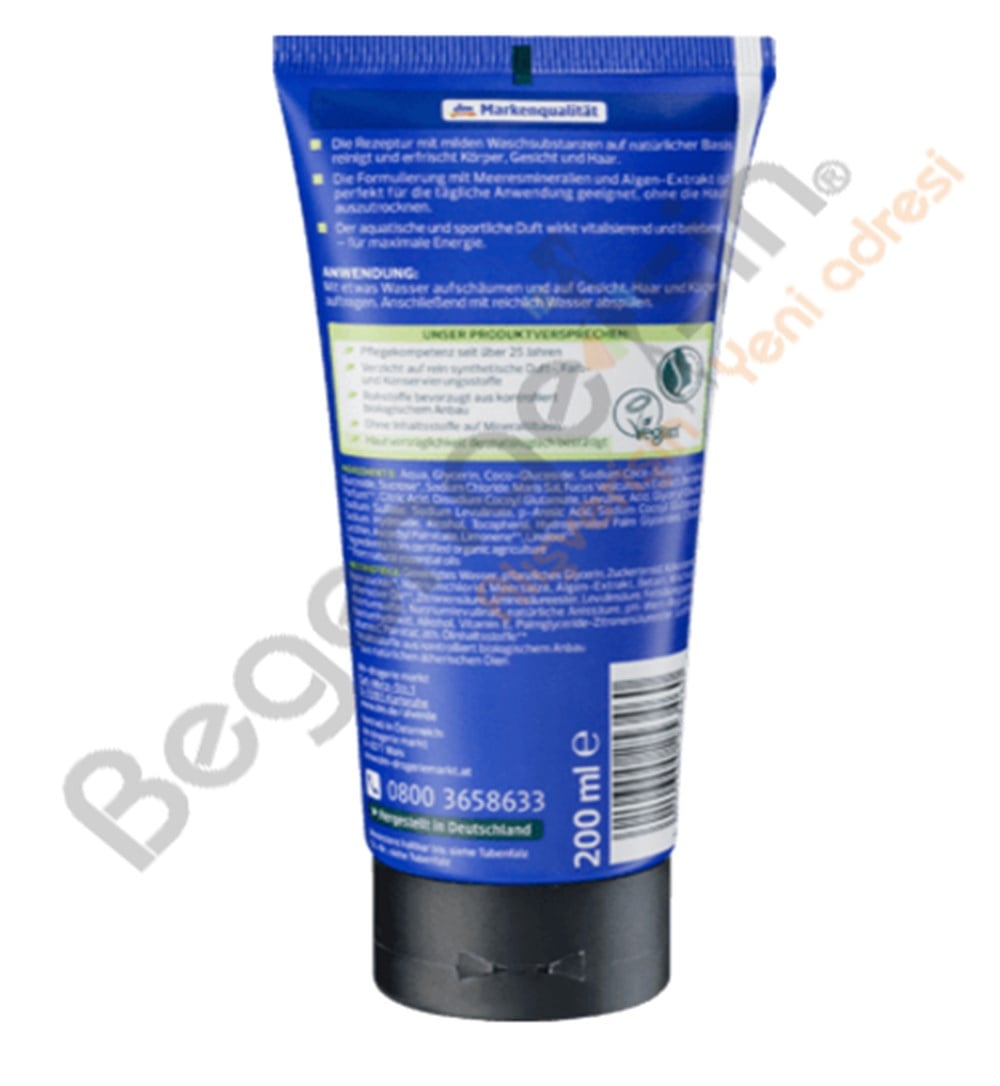 alverde MEN 3in1 Duschgel Sports Nature Duş Jeli Spor Doğa 200 lm