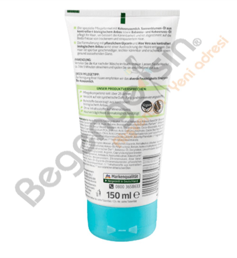 alverde Nemlendirici Saç Kremi Organik Hindistan Cevizi Sütü Feuchtigkeits Haarkur  150 ml