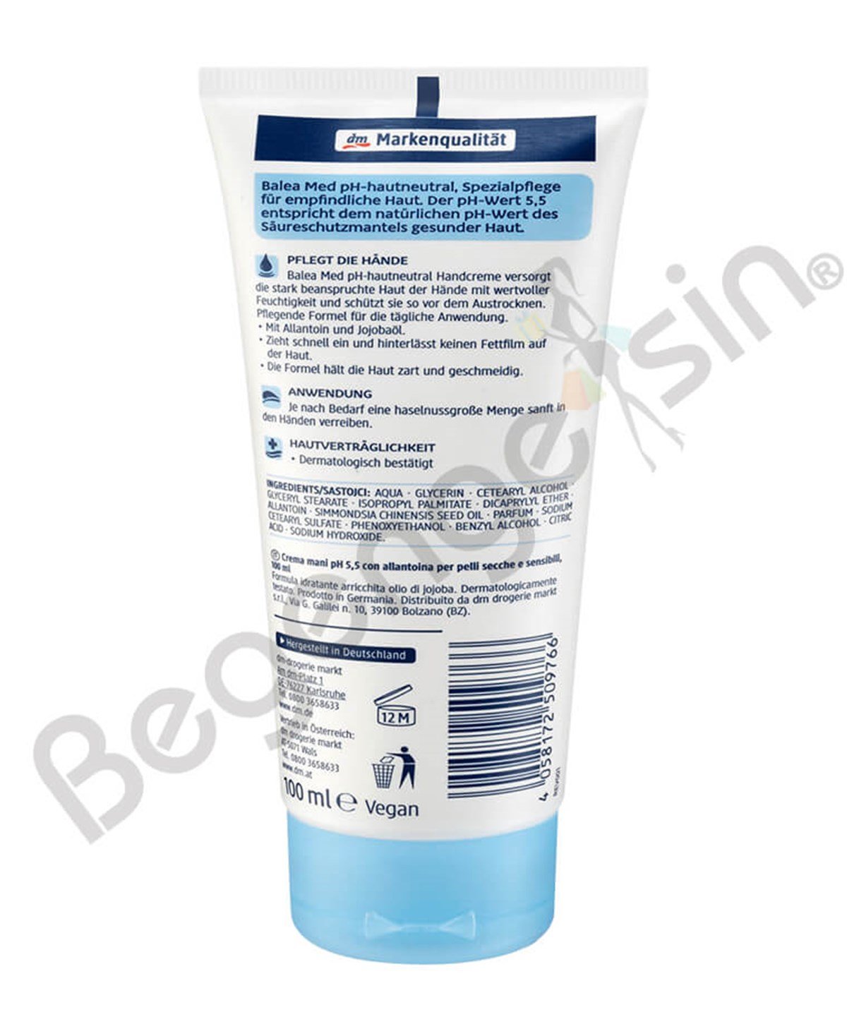 Balea Med Handcreme pH 5,5 hautneutral, El kremi pH 5.5 cilt için nötr 100 ml