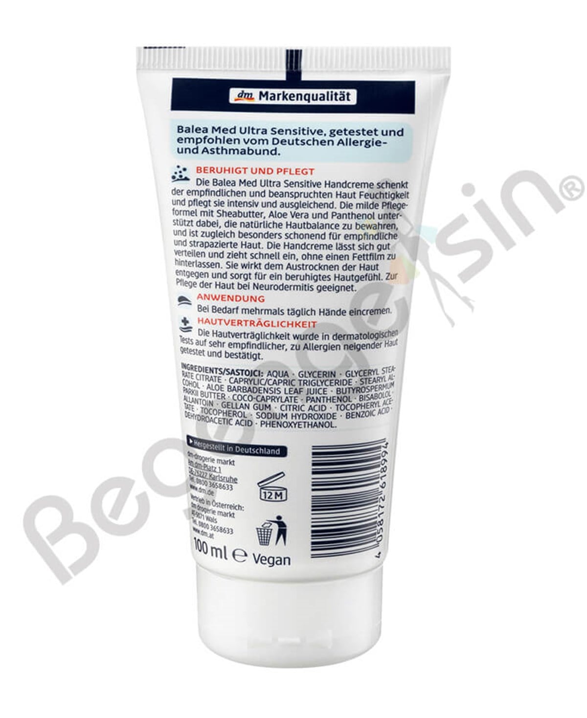 Balea Med Handcreme Ultra sensitive, El kremi ultra hassas 100 ml