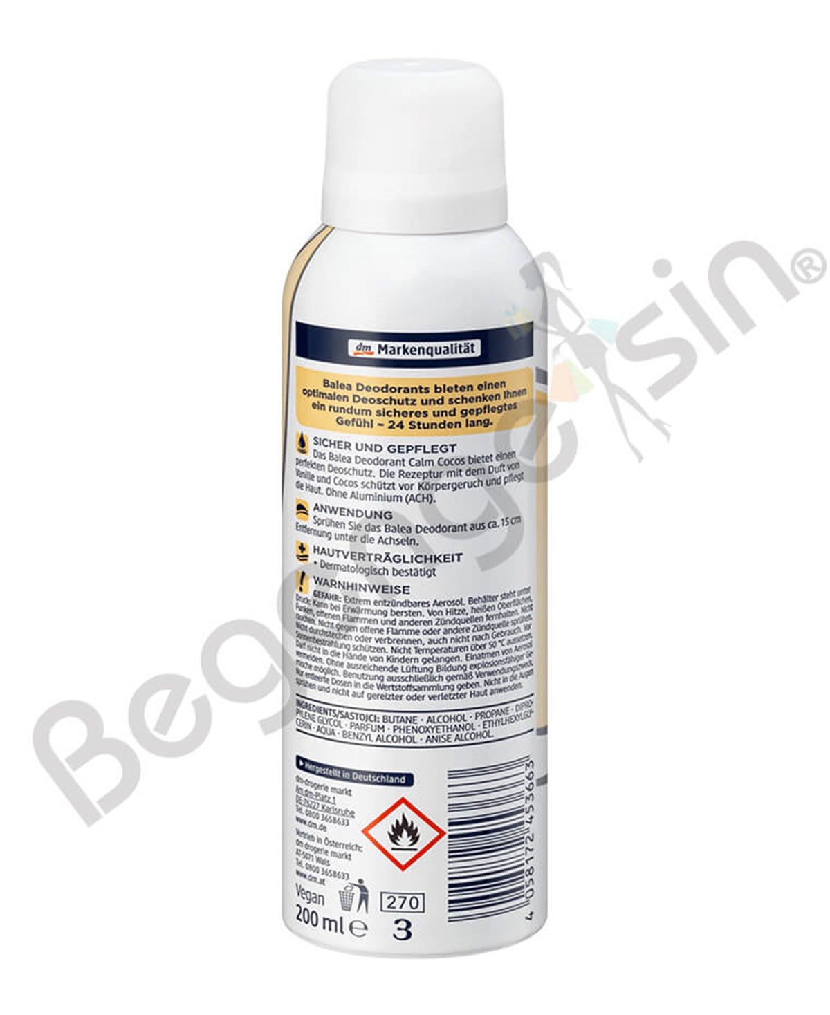 Balea Deospray Deodorant Sakin Calm Cocos, 200 ml