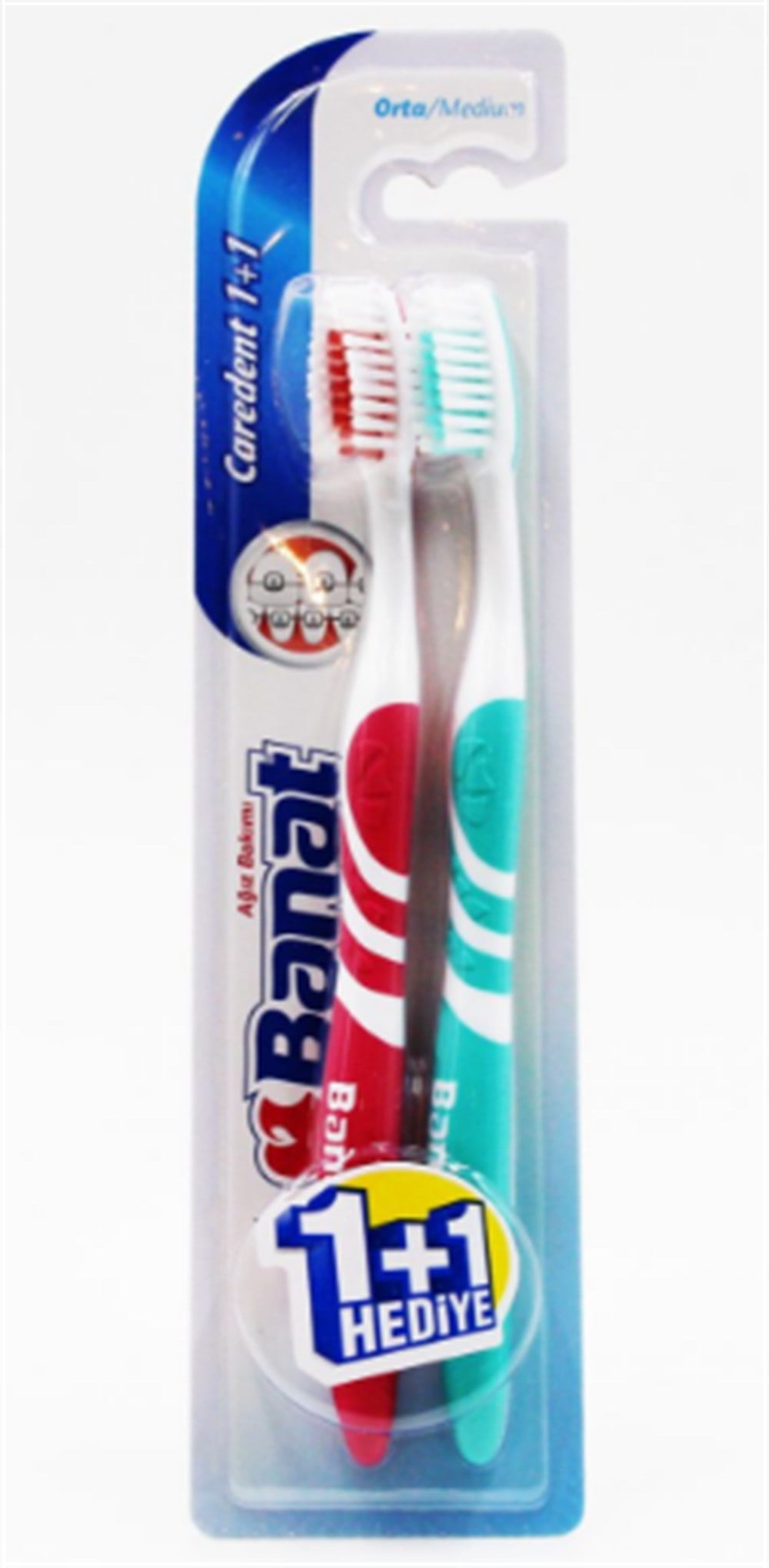 BANAT Diş Fırçası Caredent Orta  1+1