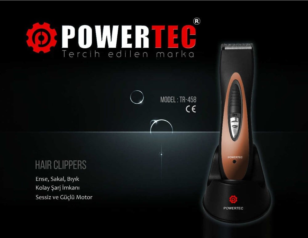 Powertec TR-458 Tiraş Makinasi Ense Sakal Bıyık düzeltme Şekil Verme Model 2018 
