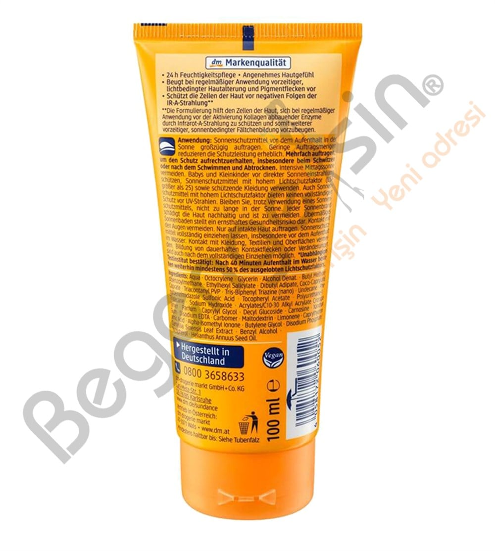 SUNDANCE Sonnen creme Güneş Koruyucu SPF 50 100ml Yeni Ambalajında
