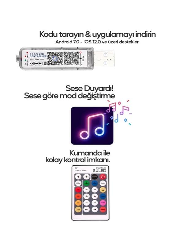 10 METRE SMART LED KUMANDALI YENİ NESİL SESE DUYARLI 