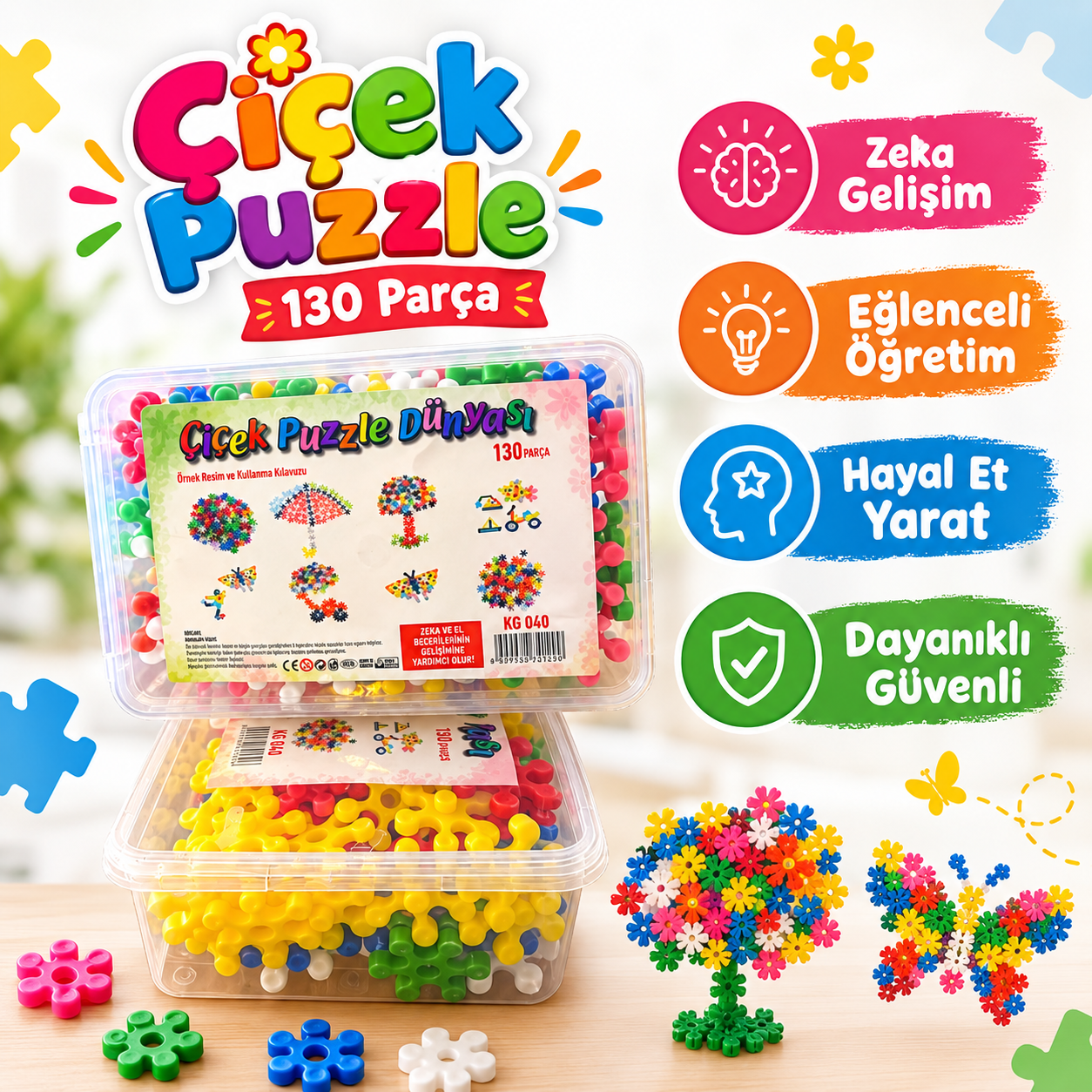 130'lü Mozaik Çiçek Puzzle