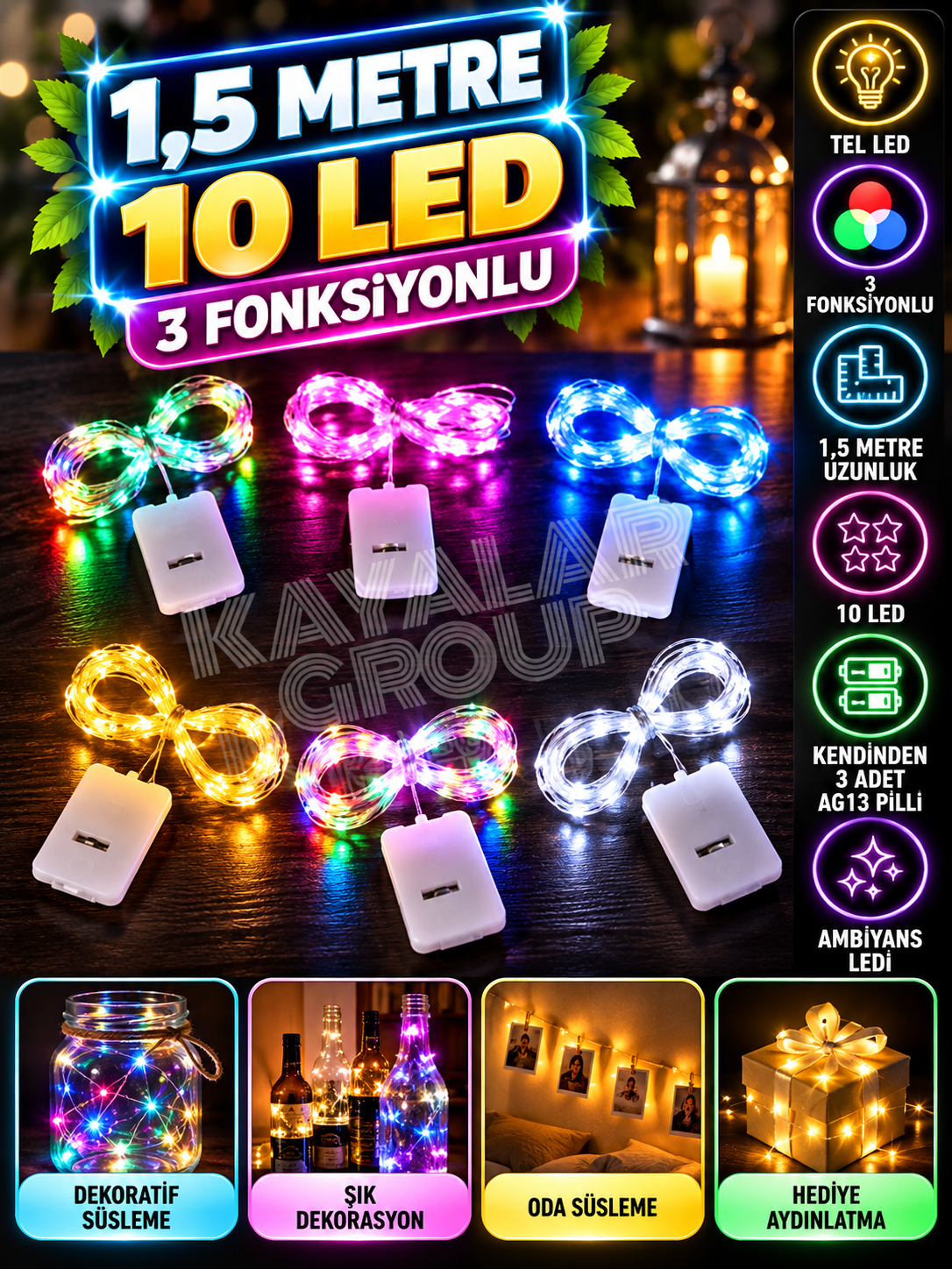 1,5 Metre Mini Peri Led Fonksiyonlu