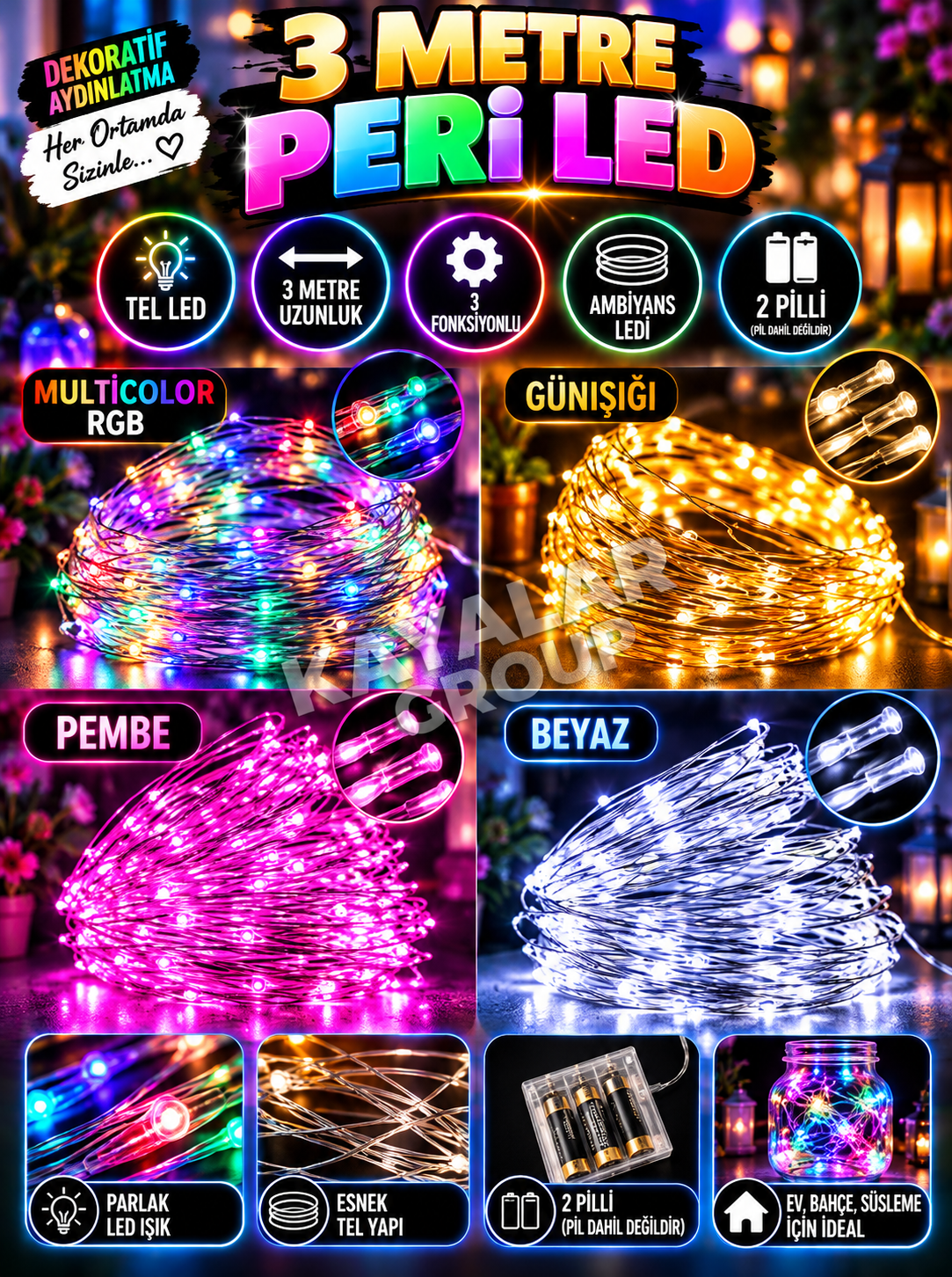 3 M Kademeli Fonksiyonlu Peri Led