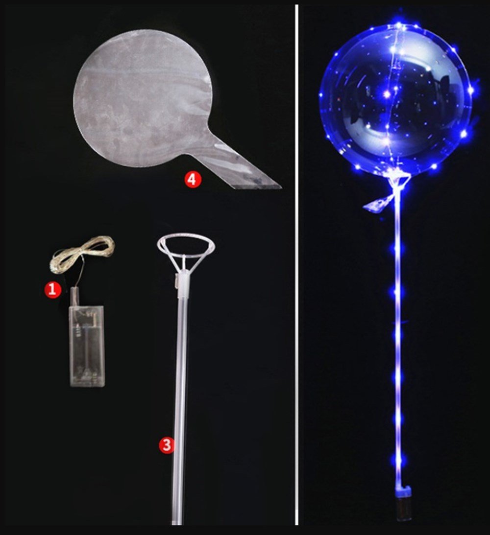 3 M LED MAVİ RENKLİ LED ŞEFFAF BALON ÇUBUKLU SET