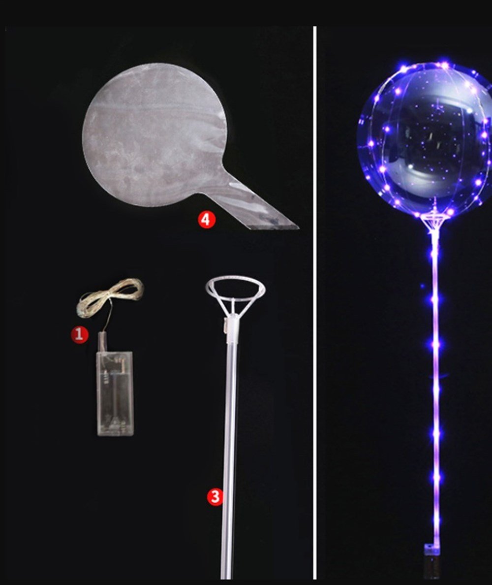 3 M LED MOR RENKLİ ŞEFFAF BALON ÇUBUKLU SET