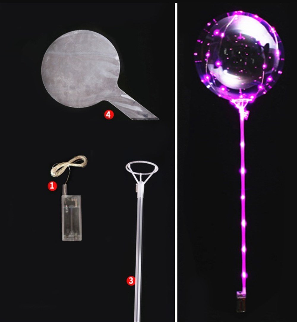 3 M LED PEMBE RENKLİ LED ŞEFFAF BALON ÇUBUKLU SET